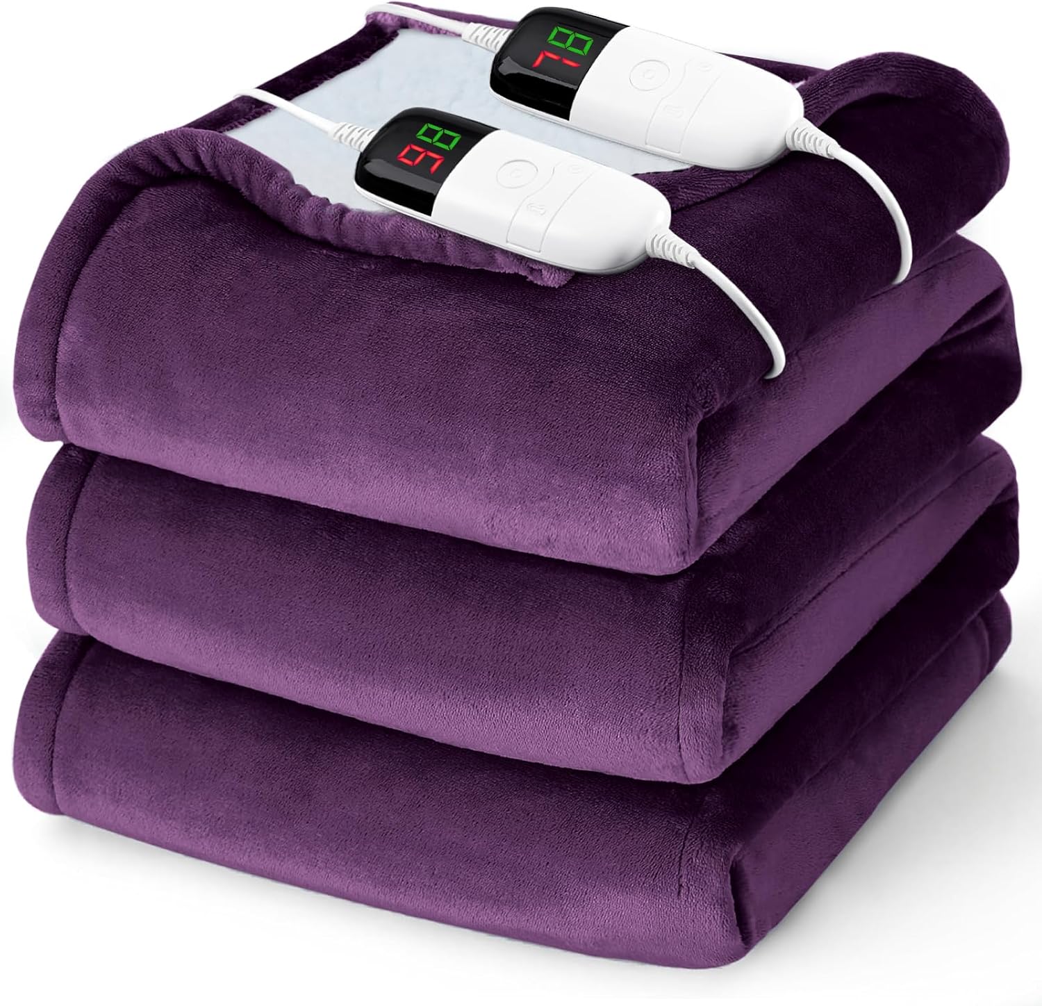 Heated Electric Blanket Queen Size - 84" x 90" Heating Blanket with Dual Control, 10 Heating Levels & 8 Hours Auto Off, Soft Warm Flannel Blanket, Christmas Birthday Gifts for Senior Grandma