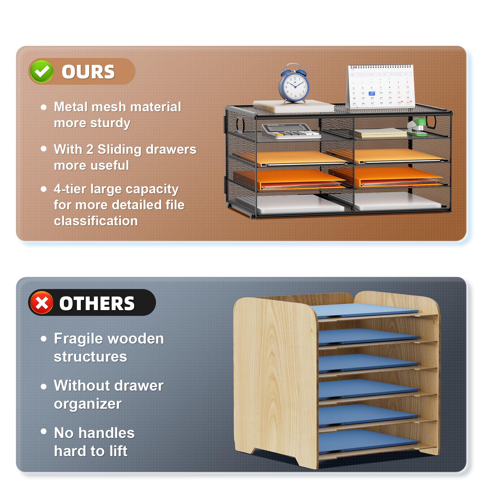 4 Tier Desktop Literature Organizer, Mesh Paper