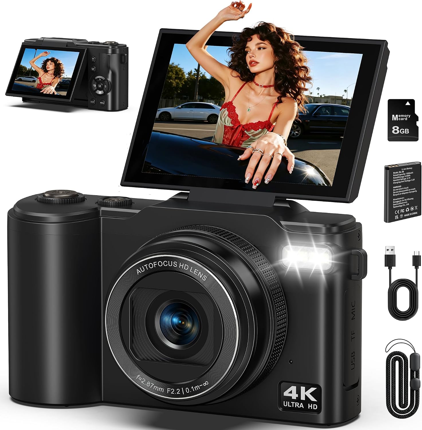4K Digital Camera for Photography, 64MP Vlogging Camera for YouTube