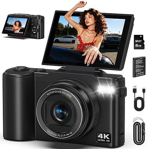 4K Digital Camera for Photography, 64MP Vlogging Camera for YouTube