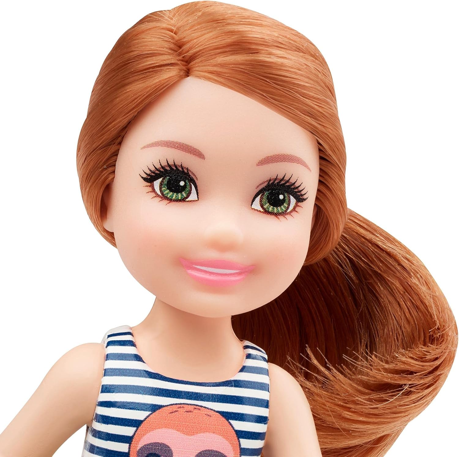 Barbie Club Chelsea Doll (6-inch) with Red Hair, Wearing Sloth Graphic and Skirt, for 3 to 7 Year Olds
