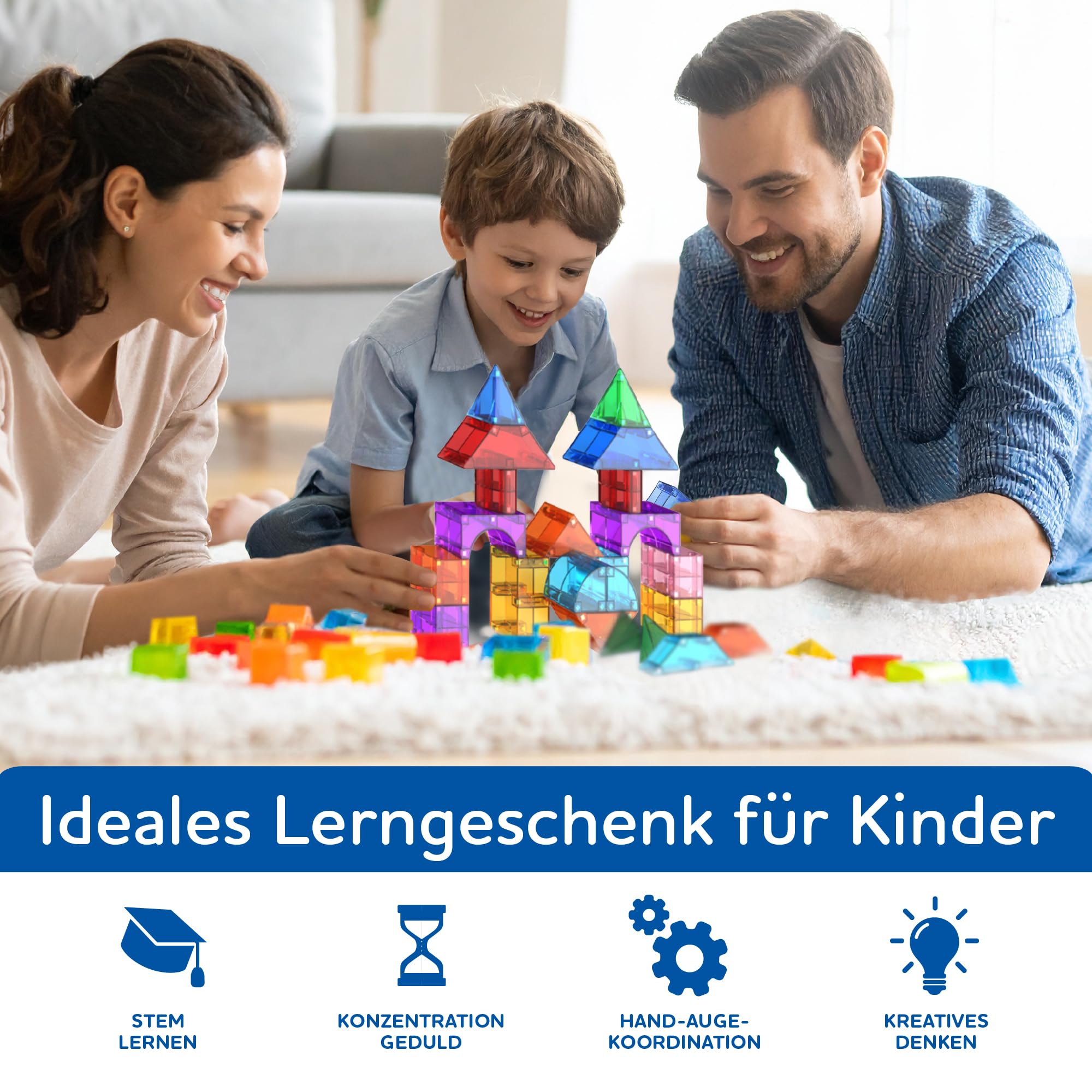 Cubixx - 3D Magnetyczne klocki dla dzieci od 3+ lat, kreatywna zabawka edukacyjna w 64-częściowym zestawie, magnetyczna zabawka konstrukcyjna dla dziewcząt i chłopców, zabawka Montessori STEM