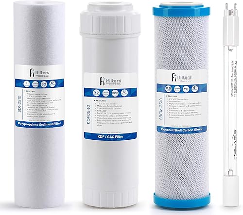Juego de filtros de repuesto para agua potable para sistemas de filtración UV de 4 etapas