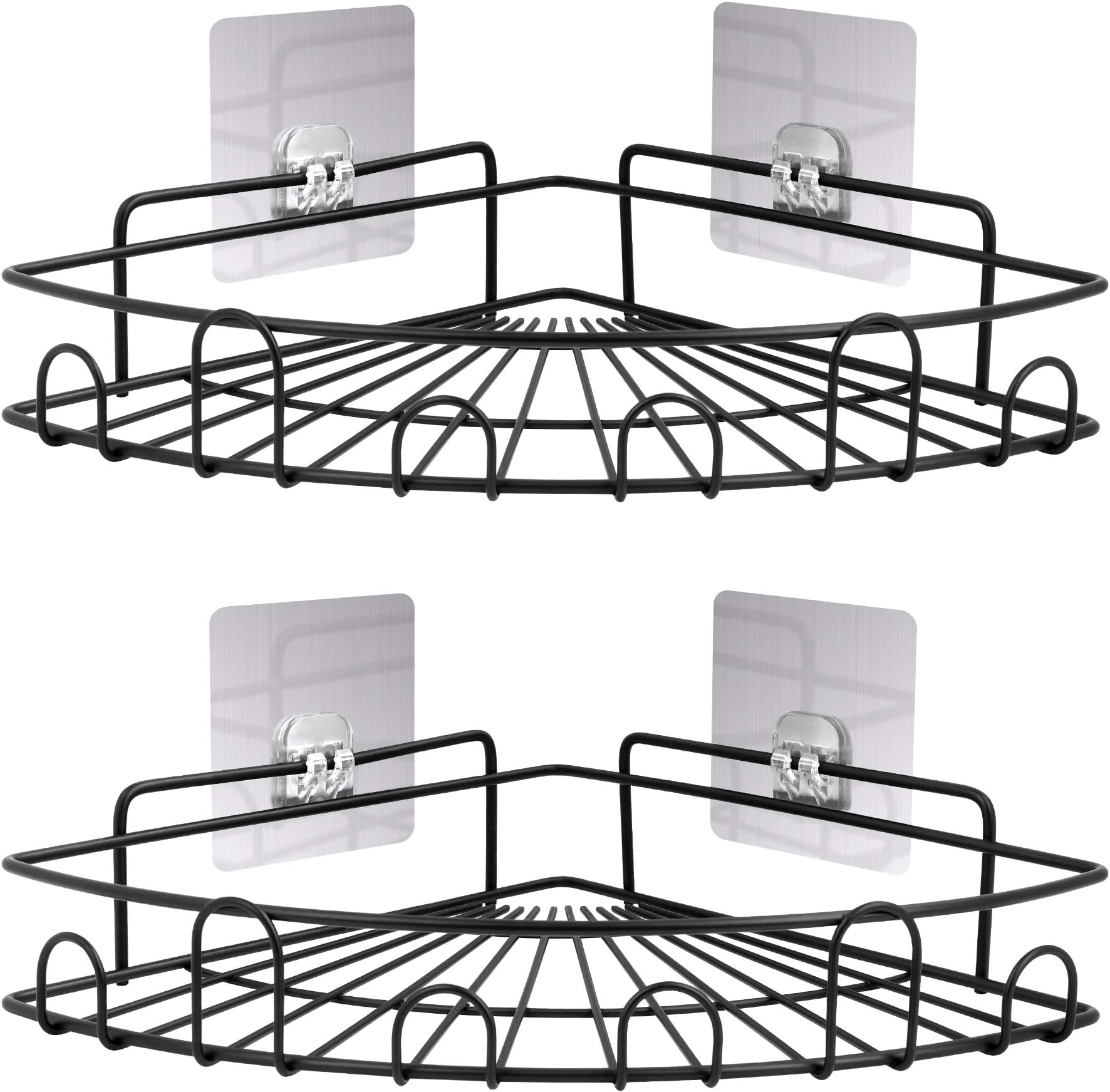 FiGoal 2-Pack Corner Shower Caddy Shower Hanging Organizer, Stainless Steel Bathroom Shelf Wall Mounted with Strong Adhesive (No Drilling) Storage Rack (Steel)