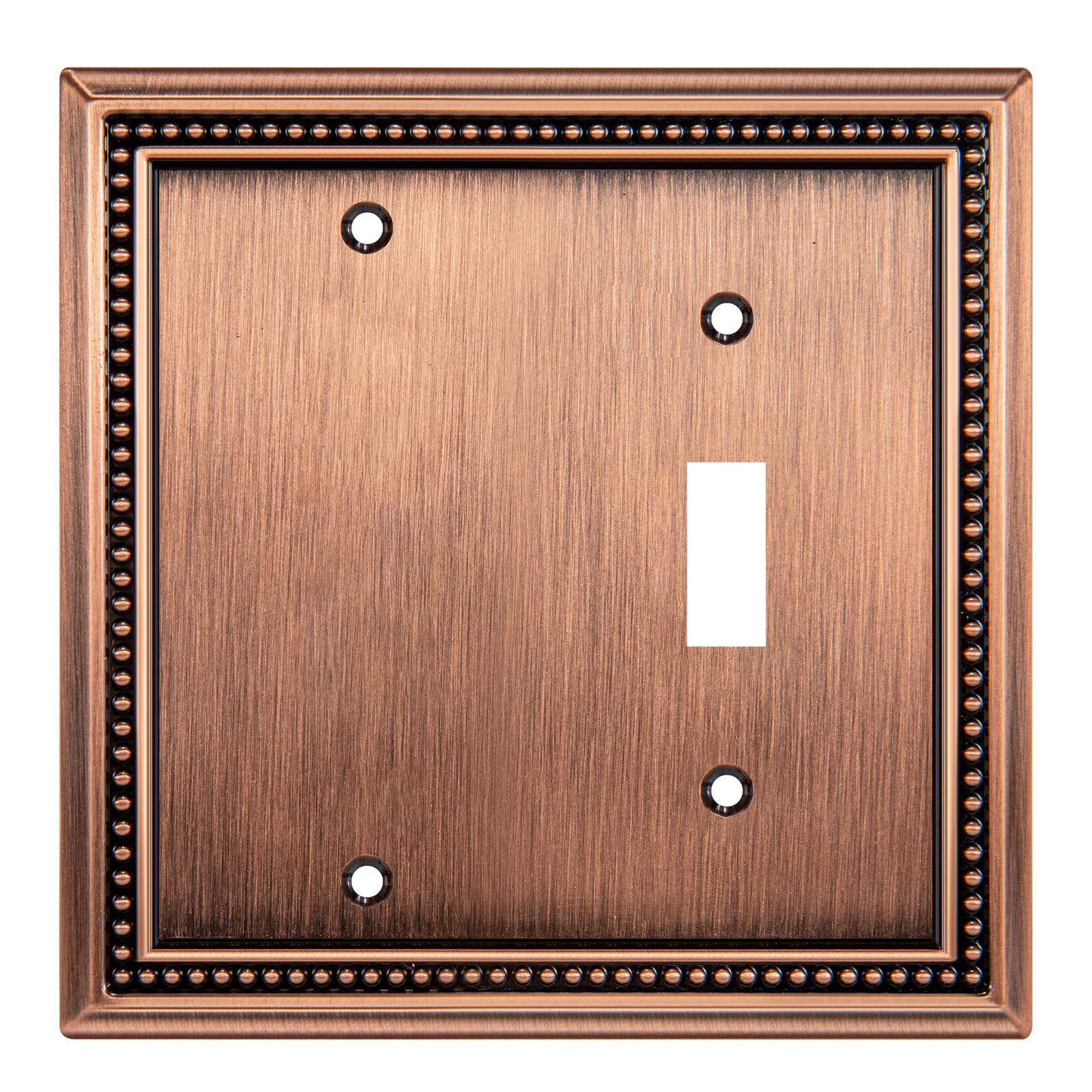 Henne Bery Sunken Pearls Heavy Duty Decorative Wall Plate Switch Plate Outlet Cover (Blank/Toggle, Antique Copper)