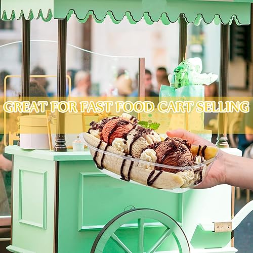 Miniatura 4 de Rtteri 100 platos de plátano divididos de 12 onzas desechables para helados, cuencos de plástico PET transparente, bandeja para platos de fiesta,