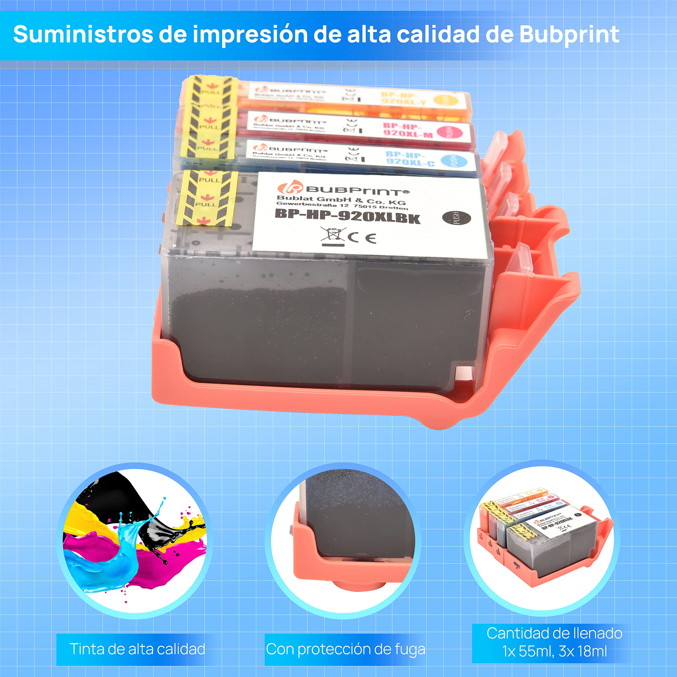 Cartucho Tinta Hp Pack 5 Cartuchos De Tinta Magenta HP920 XL - Compatible Con Officejet 6000, 6500, 7000, 7500 Cobra Aero Jet