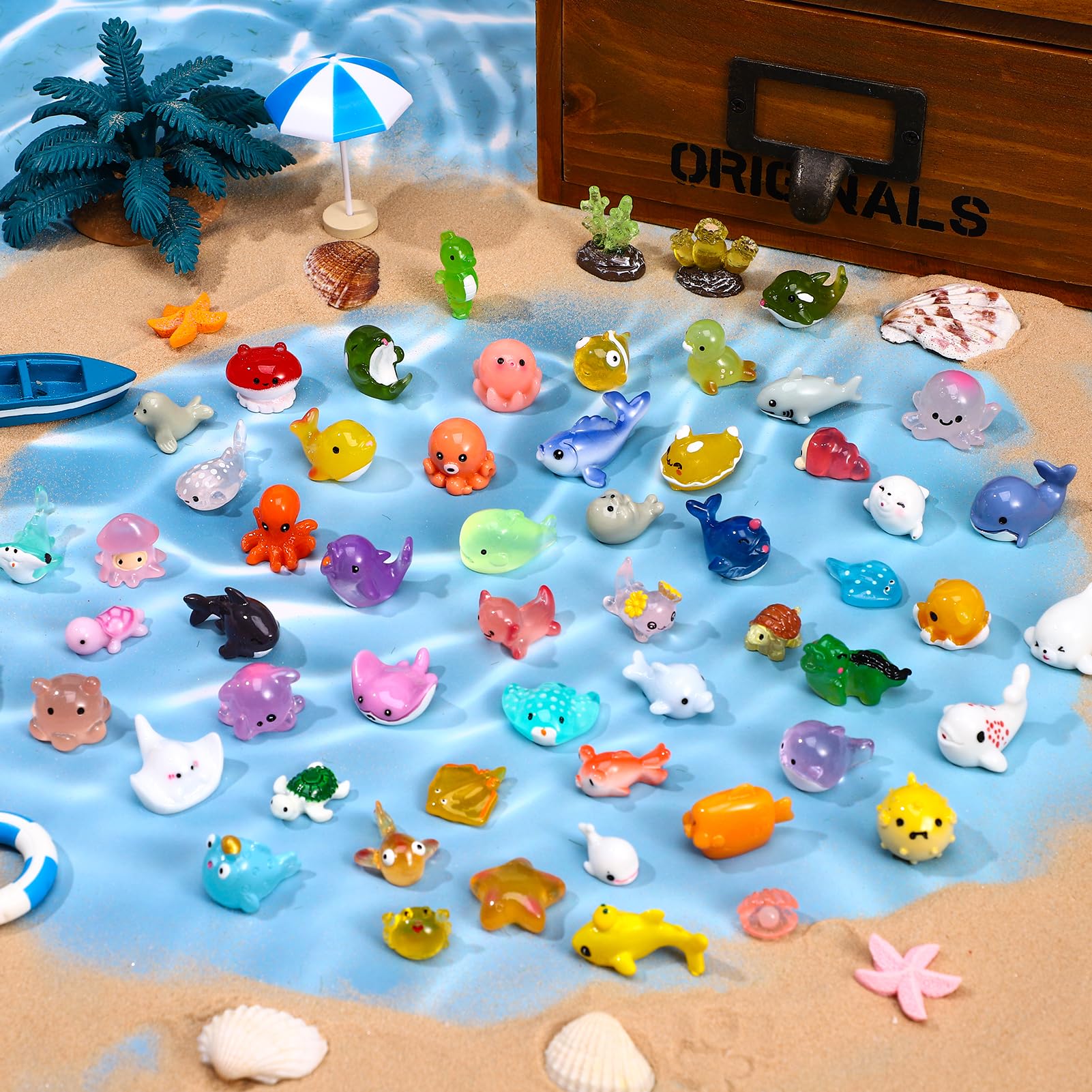 GSrenyu 56 pieces Mini Sea Animals Resin