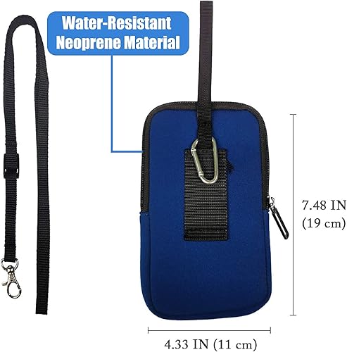 Miniatura 2 de Tainada Funda universal de neopreno para hombres y mujeres, multiusos, a prueba de golpes, suave, con cremallera, bolsa para teléfono con mosquetón,