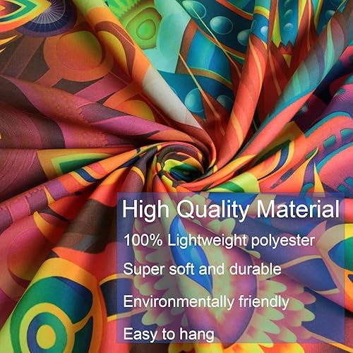 Miniatura 6 de Miytal Tapiz bohemio de luz negra con diseño de mandala colorido, para colgar en la pared, diseño de lunares, hippie y trippy para dormitorio, sala