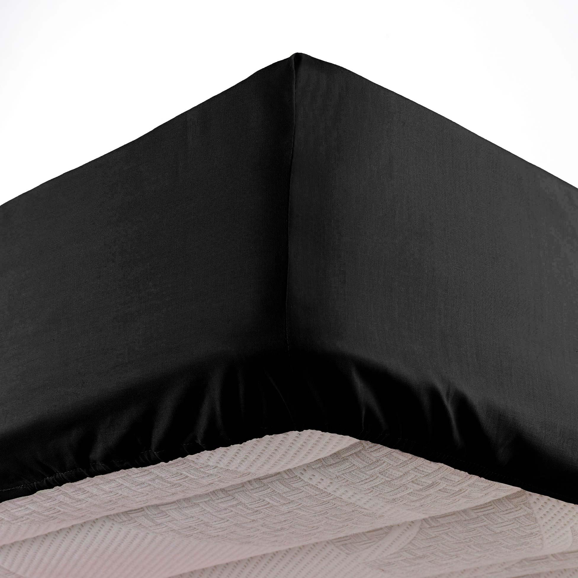 douceur d'intérieur, Fitted Sheet (90 x 190 cm) Oscar Black, Plain Microfibre