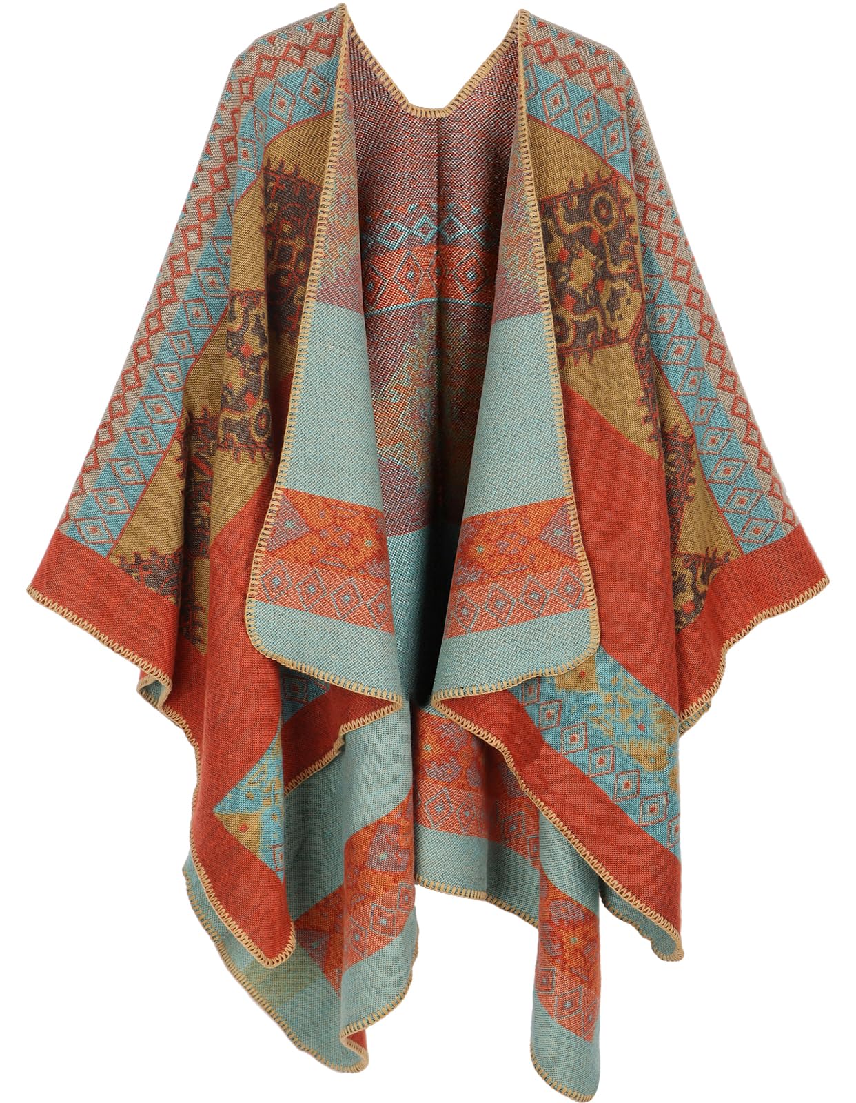 Women's Shawl Wraps Open Front Poncho Cape Oversized Sweaters Casual Cardigan Shawls for Fall Winter