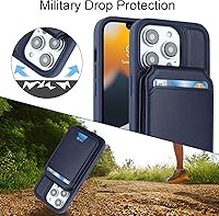 Vista 6 de Havaya Funda para iPhone 13 Pro Max y iPhone 12 Pro Max, cartera compatible con magsaf 2 en 1, desmontable magnética con tarjetero y ranura trasera