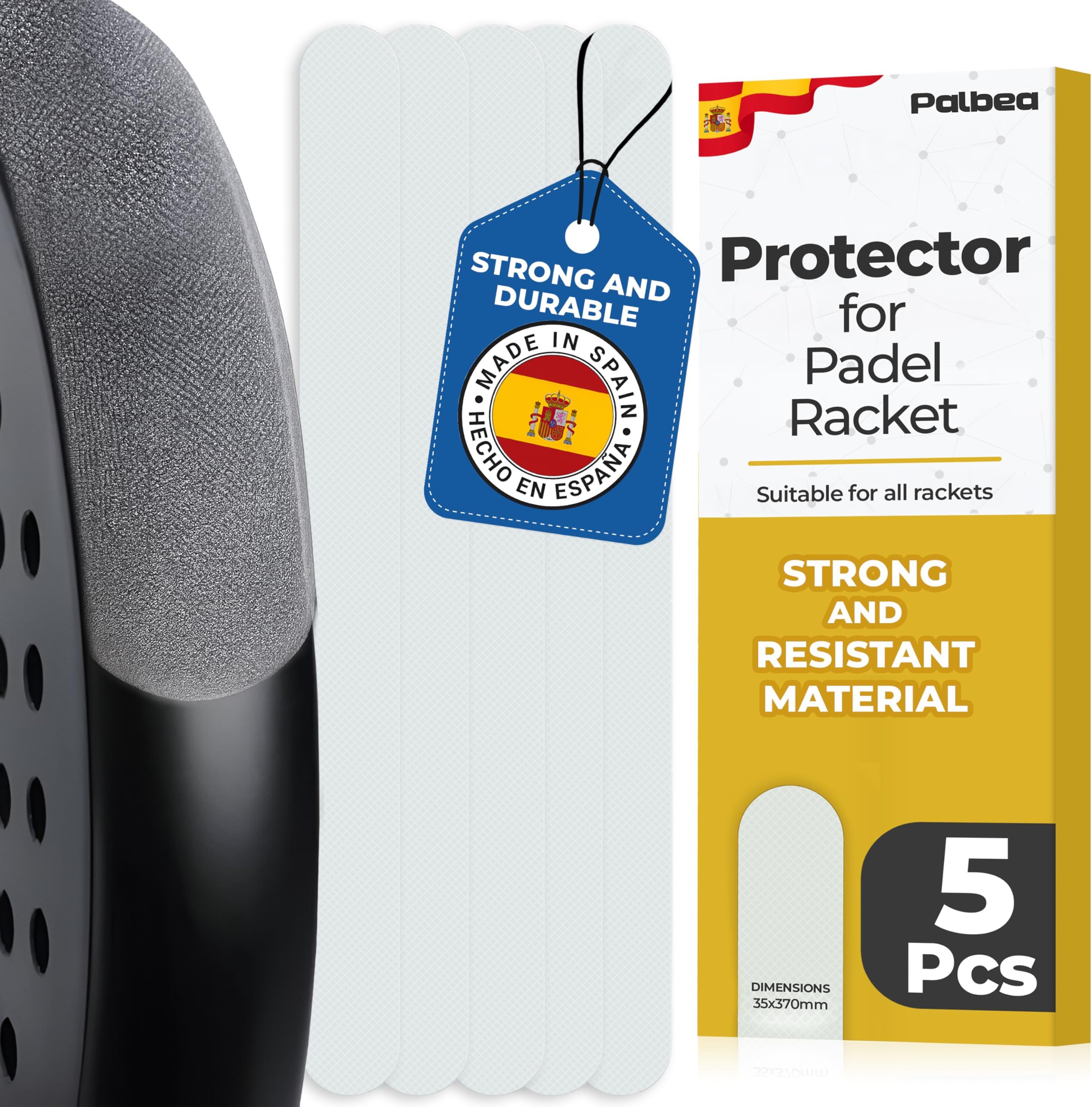Palbea Transparent Padel Racket Protector - Pack of 5.
