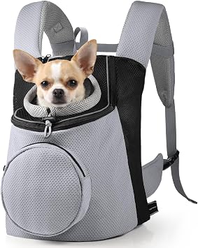 BONTHEE Pet Dog Backpack Carrier Small Pet Front Backpack,Ventilated Mesh Dog Travel Back Pack with Sturdy PE Bottom Support, Chest Buckle for Small Dogs & Cats, Outdoor Hiking for Pets Up to 10 lbs