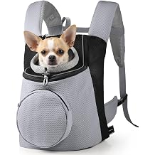 BONTHEE Pet Dog Backpack Carrier Small Pet Front Backpack,Ventilated Mesh Dog Travel Back Pack with Sturdy PE Bottom Support, Chest Buckle for Small Dogs & Cats, Outdoor Hiking for Pets Up to 10 lbs