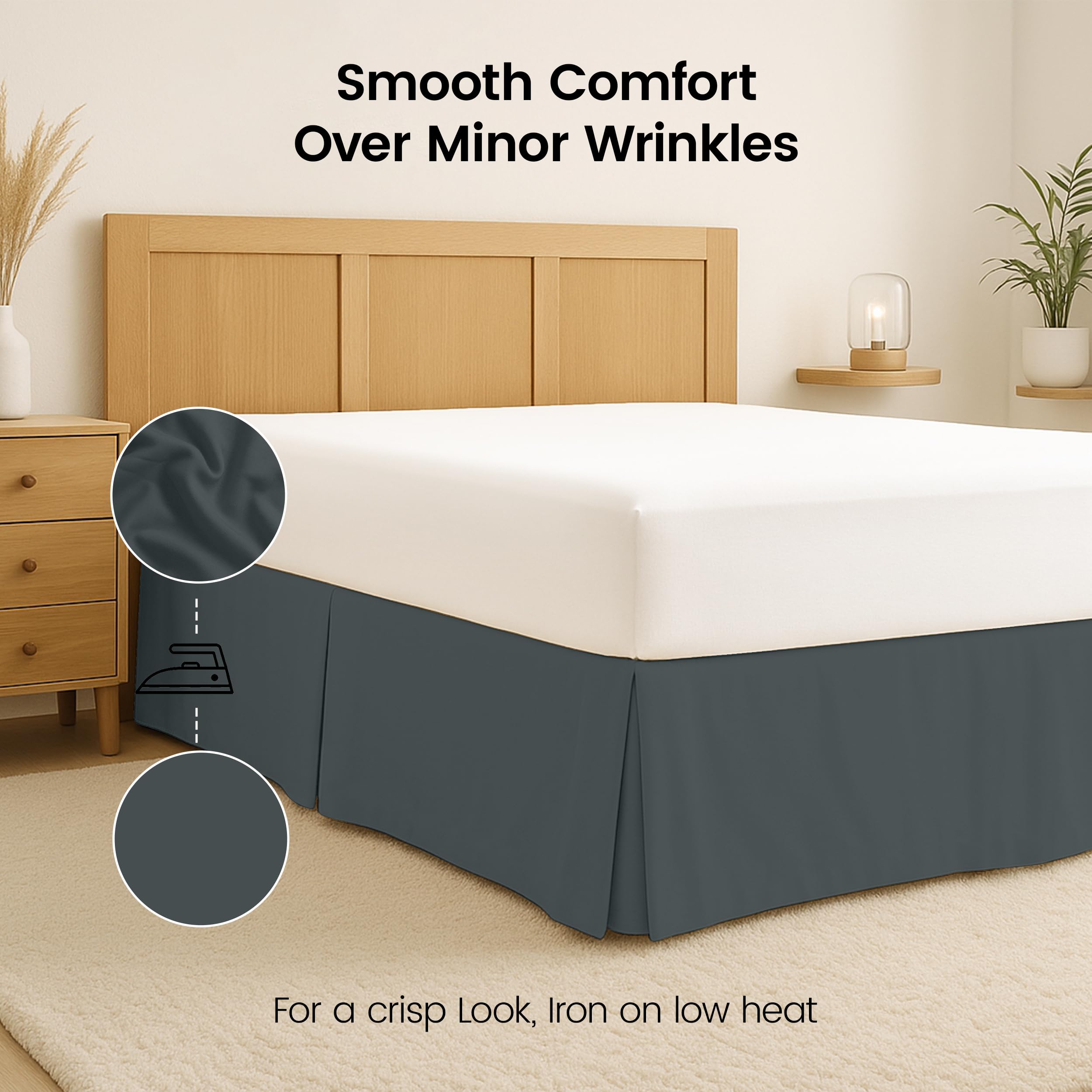 Queen Bed Skirt 18 Inch Drop Wrap Around Dust Ruffle Bed Skirt