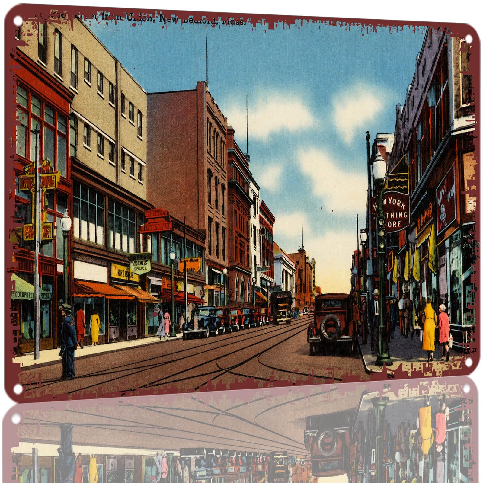 Kwqdozf As Pic Vintage Street Scene Decor 8X12 Inch Aluminum Metal Sign Retro Cityscape Wa