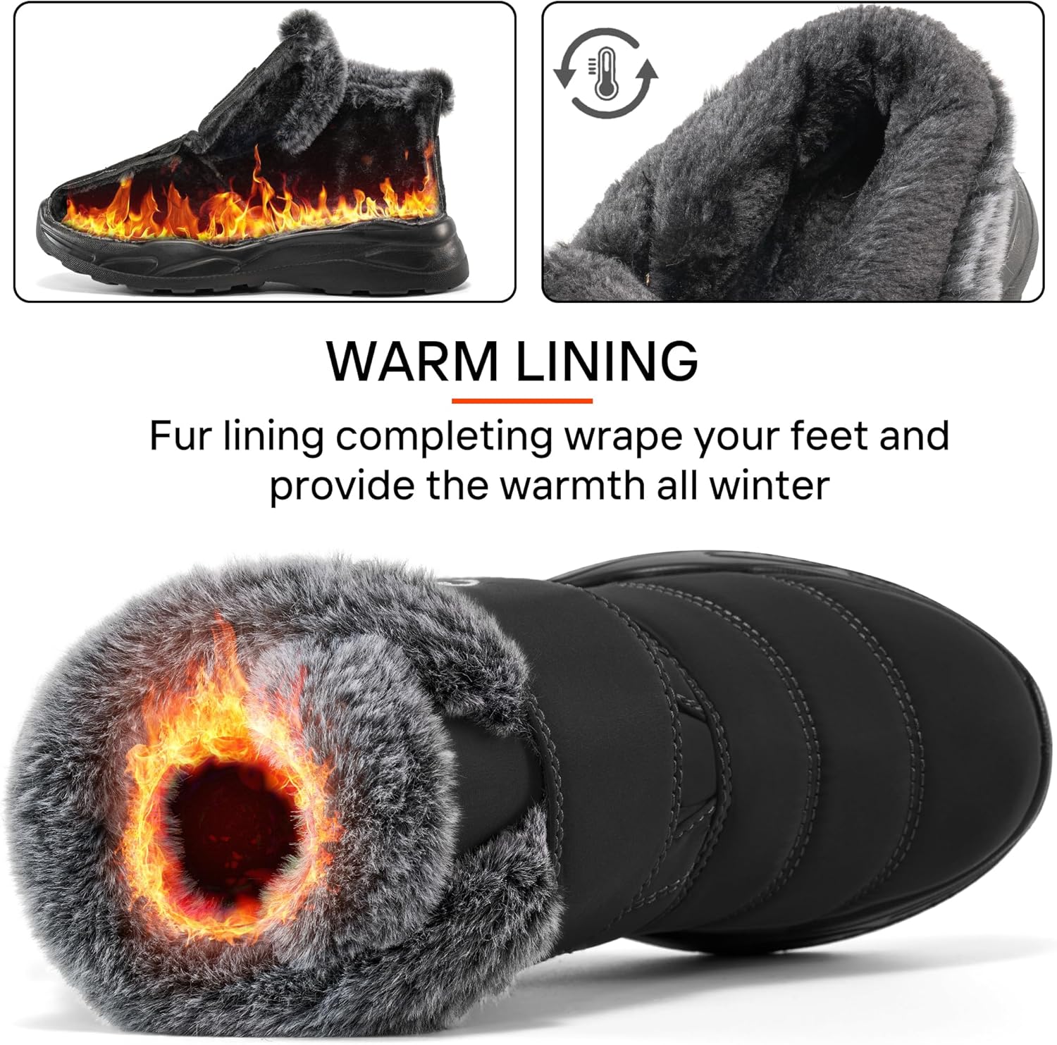 Winter Snow Boots for Women Waterproof: Fur Lined Warm Womens Boots Anti Slip Hook Loop Comfortable Booties Outdoor - Image 4