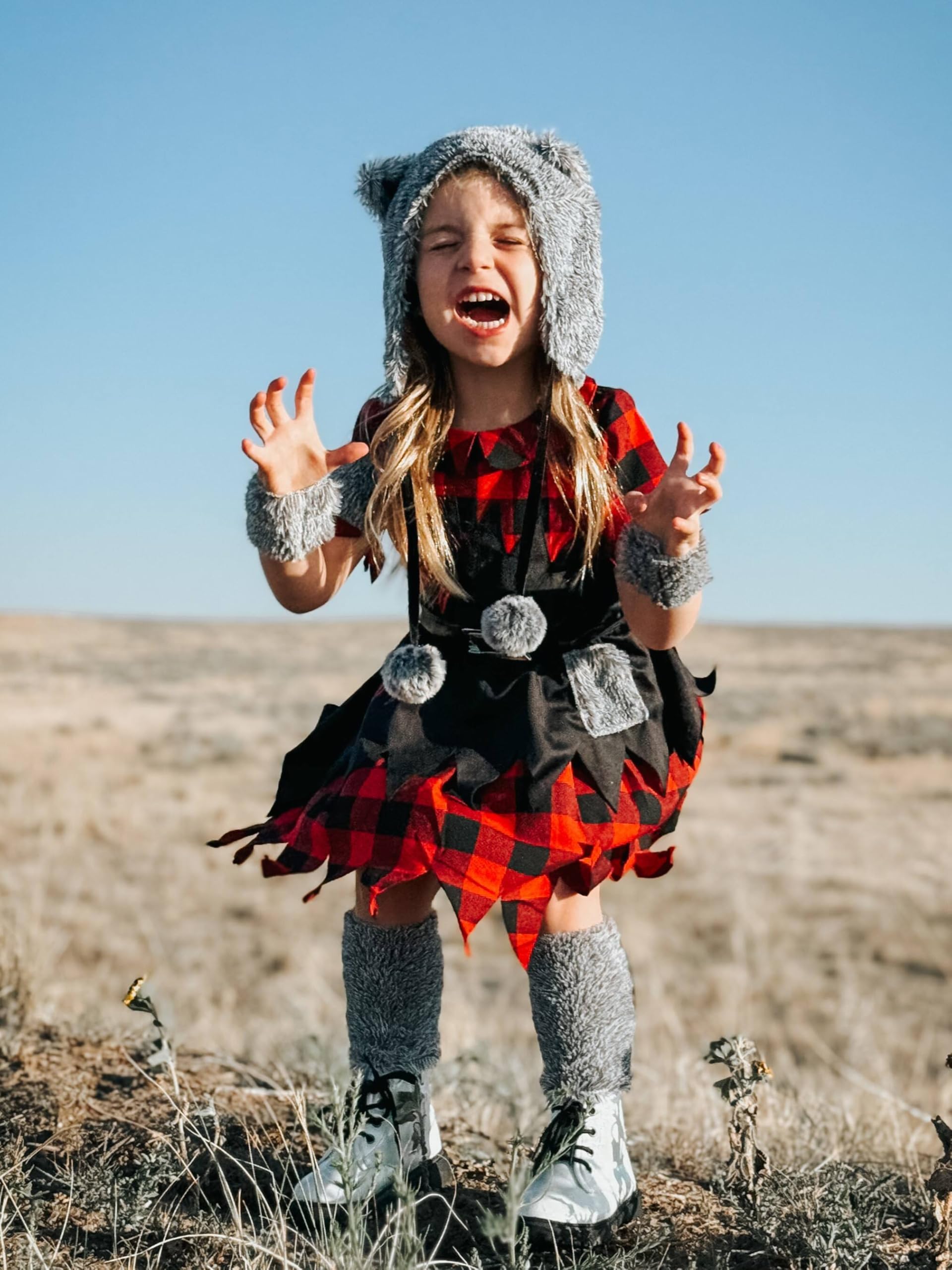 ReliBeauty Disfraz Lobo Niña 3-12 años con Cola y Accesorios