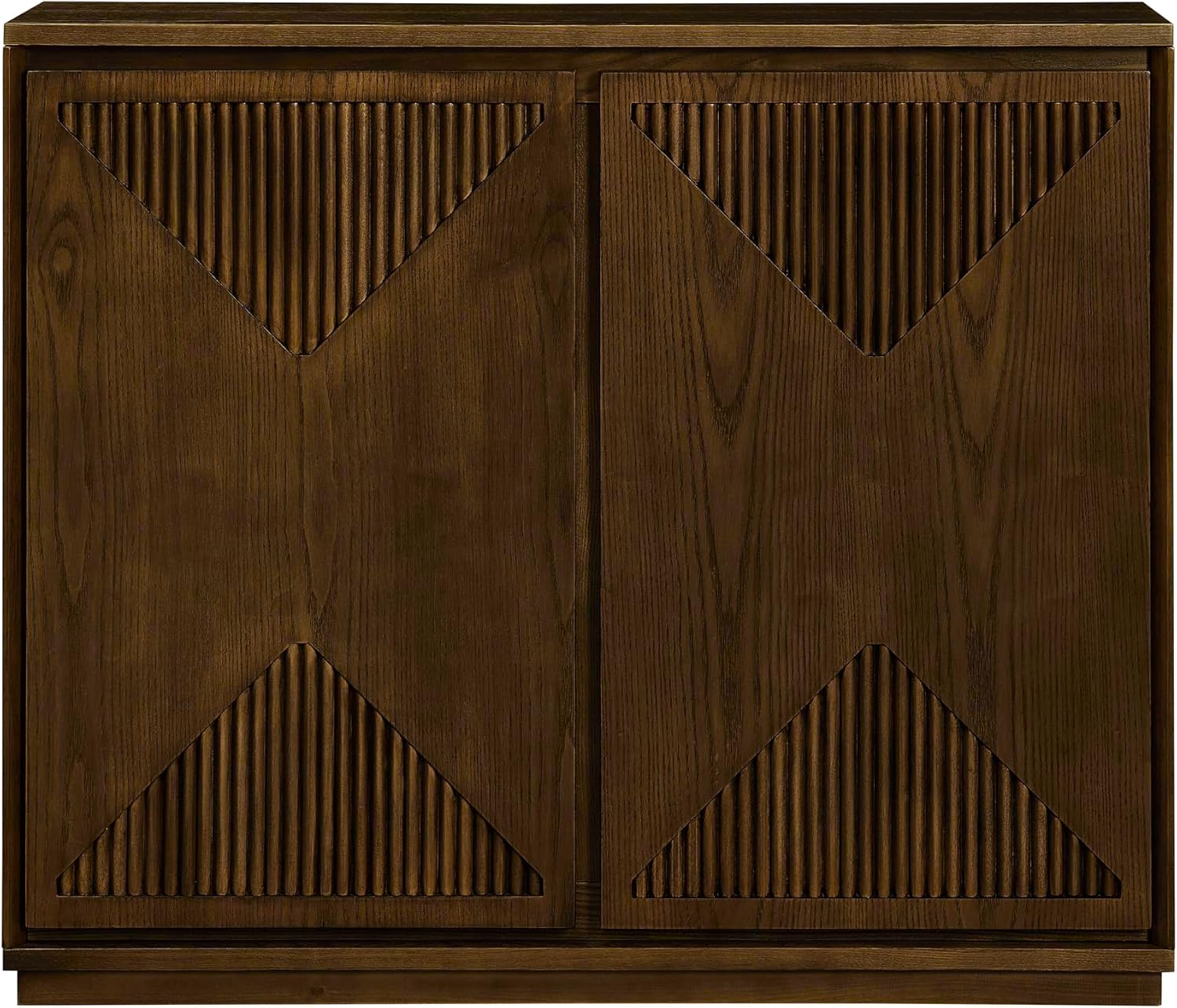 Mid Century Modern V-Shape Storage Cabinet, Buffet Cabinet with Storage, Narrow Side Cabinet for Living Room Entryway Hallway Kitchen, Coffee Bar (Brown)