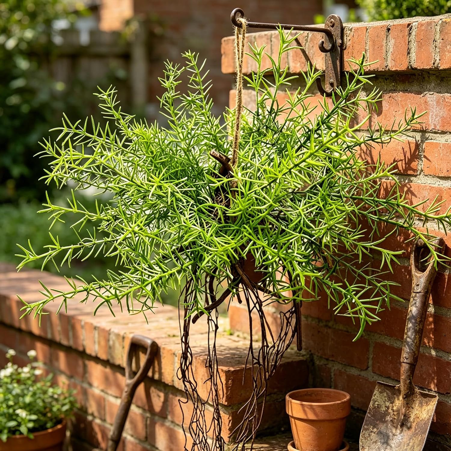 Hrobek 2 Pack Ferns Artificial Hanging Plants for Outdoor Fake Faux Fern Plants with Roots, UV Resistant Greenery Plants for Indoor Home Patio Porch Decor (Pot Not Include)