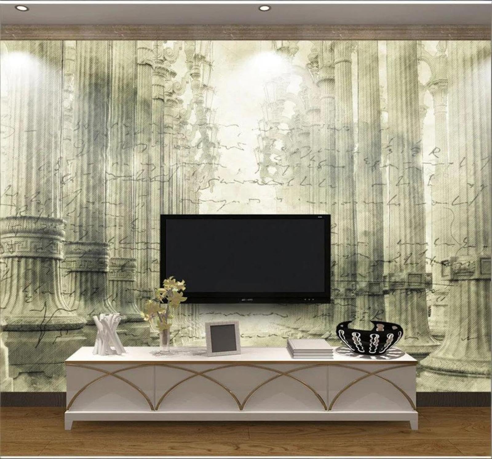 Wallpaper-3D-Xlm 300Cm×210Cm(B×H) Retro Three Dimensional Marble Column Art Space 3D Wallpaper Easy Install Feature Office Living Room Sofa Bedroom Tv Background Wall Decoration-300Cm×210Cm