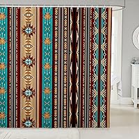 Vista 1 de Cortina de baño azteca de 72 pulgadas de ancho x 72 pulgadas de largo, cortina de ducha étnica tribal con flechas occidentales, juego de cortina