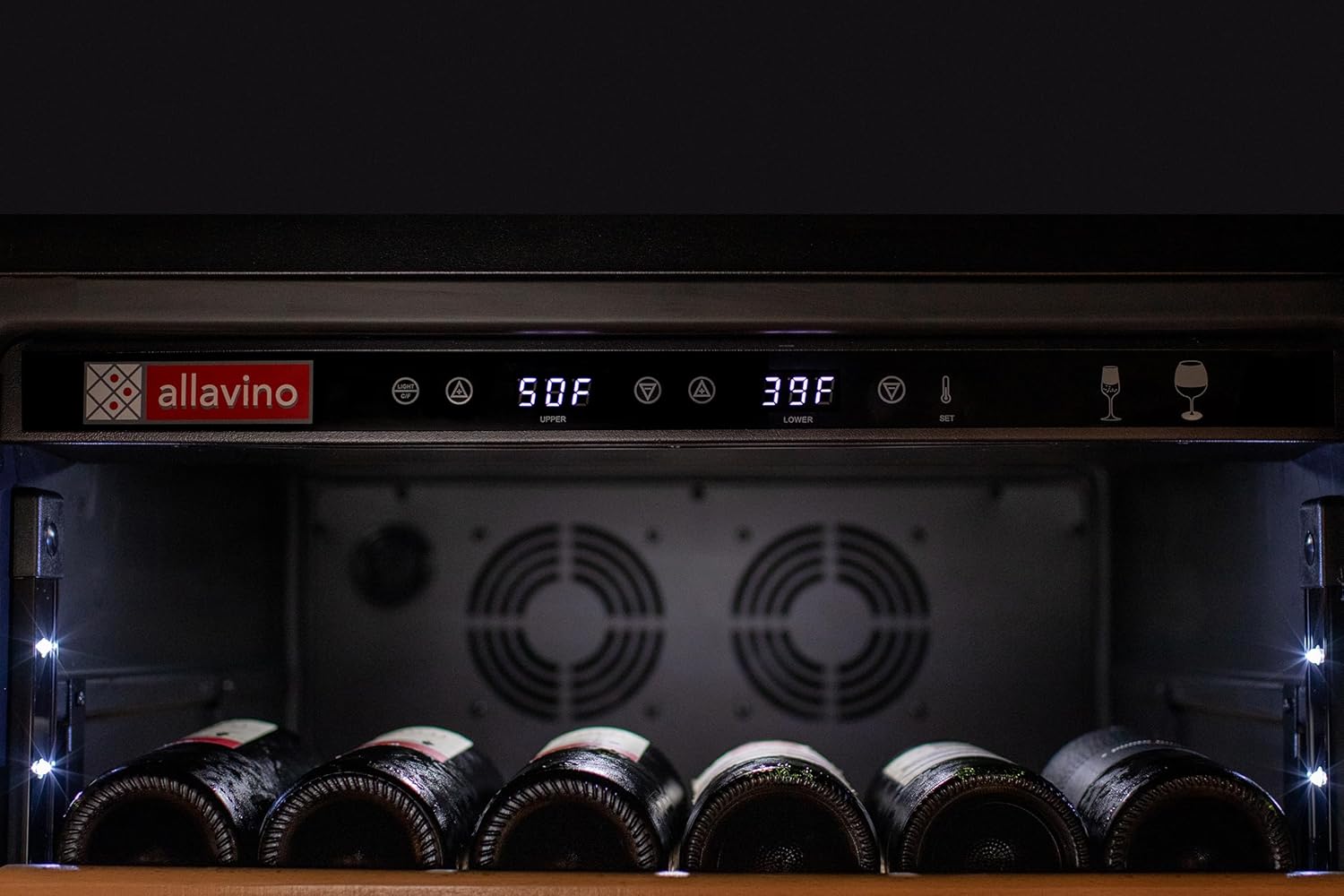 Allavino 76.5" Tall Black Wine Refrigerator with Two Refrigerated Drawers YHWR7724D-B