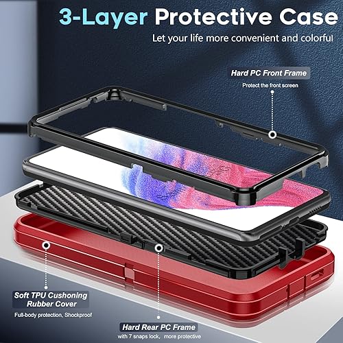 Miniatura 2 de LeYi Funda para Samsung Galaxy A53 5G Funda A53 con 2 unidades Protectores de pantalla de vidrio templado, 3 en 1 de cuerpo completo a prueba de