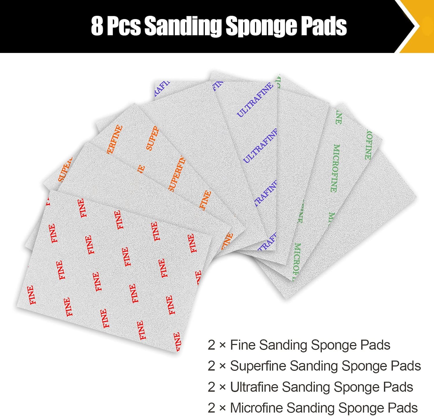 BOSHCRAFT 8 Pack Sanding Sponges, Sanding Block Washable and Reusable Sanding Pads Fine/Superfine/Ultrafine/Microfine Sanding Block Softback Sanding Sponge for Drywall Wood Metal 5.5”× 4.5" : Tools & Home Improvement