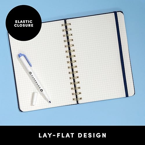 Miniatura 3 de PAPERAGE Cuaderno y diario en espiral de papel cuadriculado, 160 páginas, tamaño mediano de 5.7 x 8 pulgadas, papel gráfico grueso de 3.53 ozm, tapa