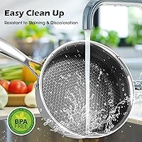 Vista 6 de Cacerola antiadherente de 2 cuartos de galón con cubierta de vidrio, sartén de inducción de acero inoxidable con talla de panal de abeja, olla