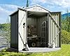 Greesum Outdoor Storage Shed. Utility Tool Shed Metal Storage Garden Shed with Door & Lock for Patio Storage