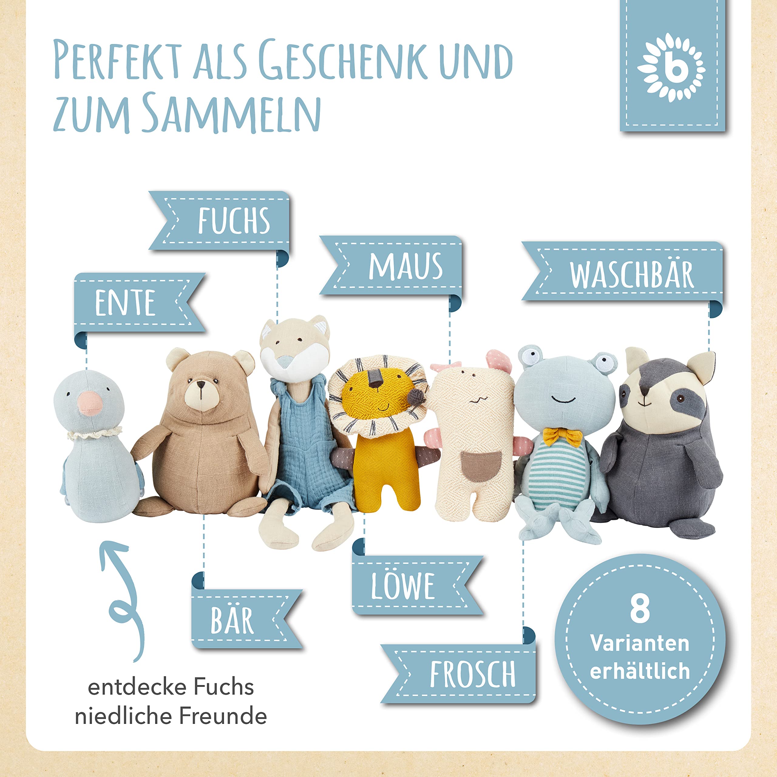 Bieco Plüschtier Fuchs | Kleine Plüschtiere | Geschenk für Baby | Kuscheltier und Gesellschaft (Packung mit 2)