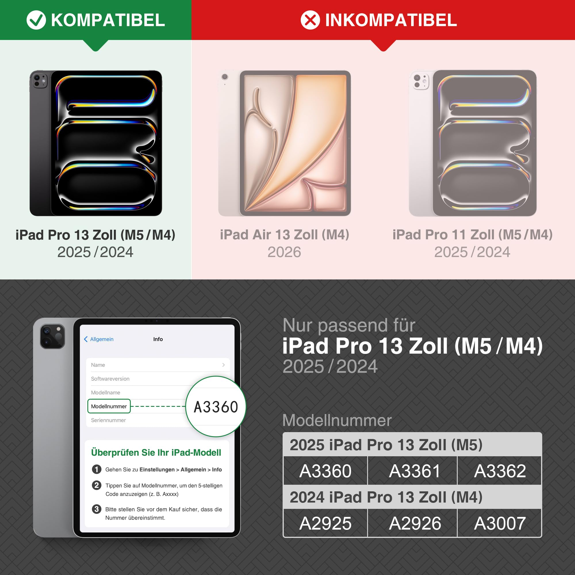 KingBlanc Hülle für iPad Pro 13 (M5 2025/M4 2024) Schwarz | Design im Notizbuchstil, Stifthalter, PU Leder, Verstellbarer Ständer, Auto Schlaf/Wach, Unterstützt Pencil Pro/USB-C