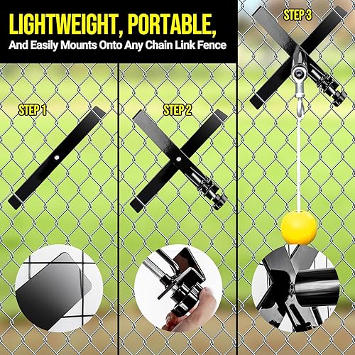 Miniatura 7 de Entrenador de swing de béisbol portátil con pelota atada, sistema de entrenamiento de bateo y bateo premium para béisbol y softbol, fácil