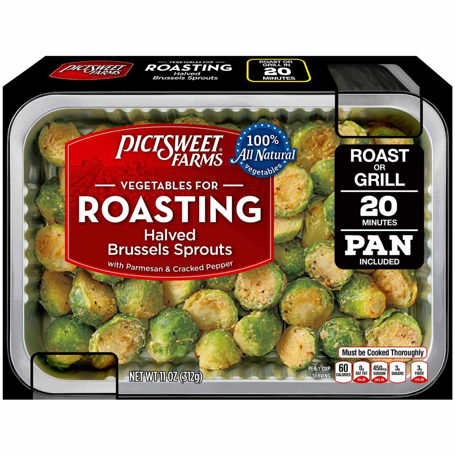 Pictsweet Farms Halved Brussels Sprouts for Roasting with Parmesan & Cracked Pepper - 11oz Tray