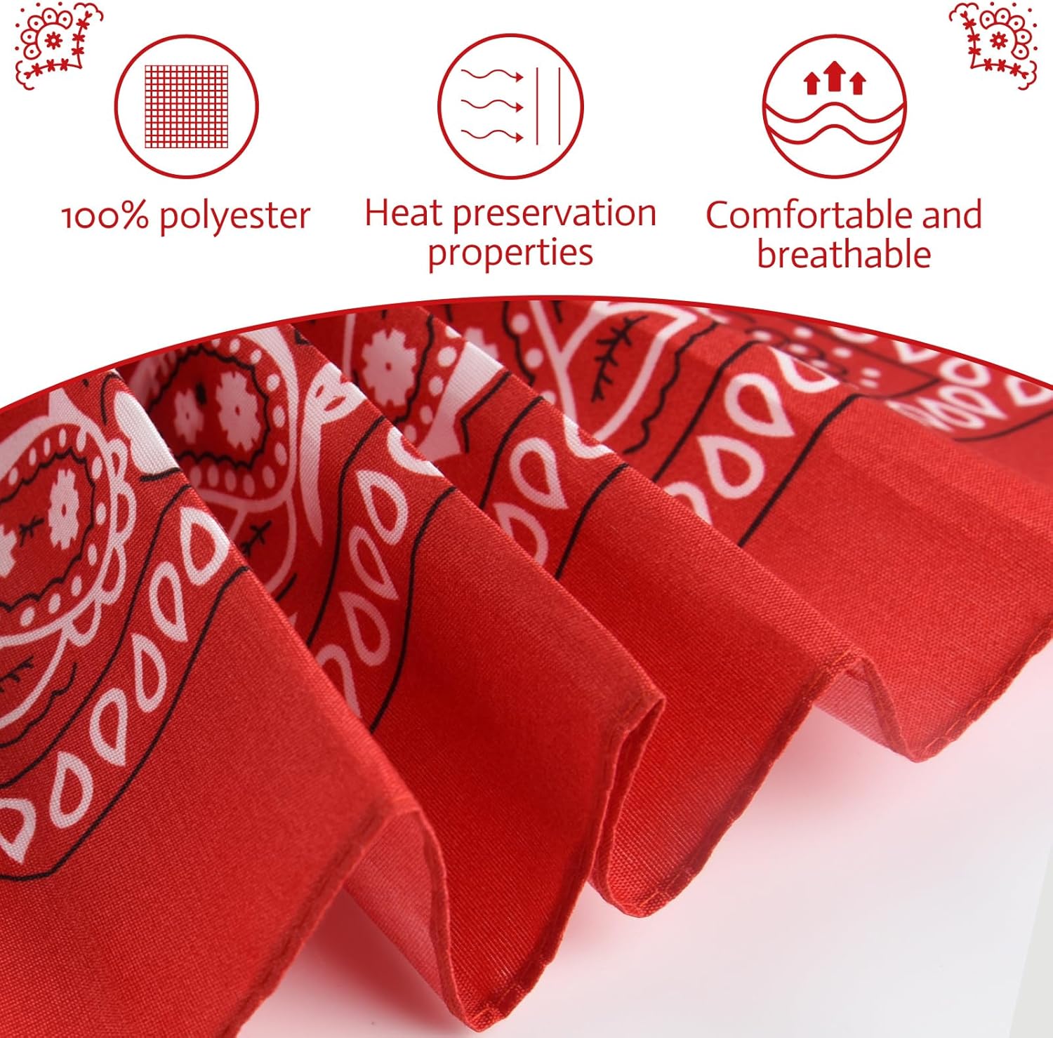 PLULON Bandanas for Men Women 4/12/24/30 Pack, Paisley Pattern Bandana Bulk Headbands Handkerchief Face Mask 100% Polyester - Image 3