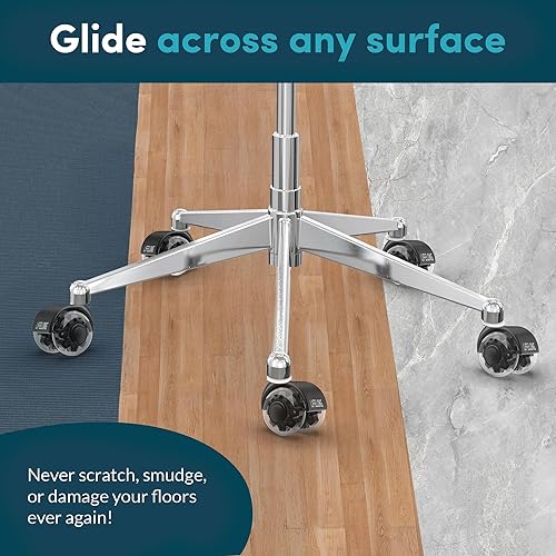 Miniatura 28 de Lifelong Ruedas de repuesto de goma para sillas de oficina, ruedas resistentes de 2 pulgadas para suelos de madera dura y alfombras, juego de 5,