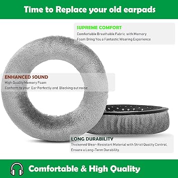 Velour Earpads Replacement for Beyerdynamic DT 990 Pro DT 770 Pro DT990 DT770 Pro Headphone Headset Ear Cushions