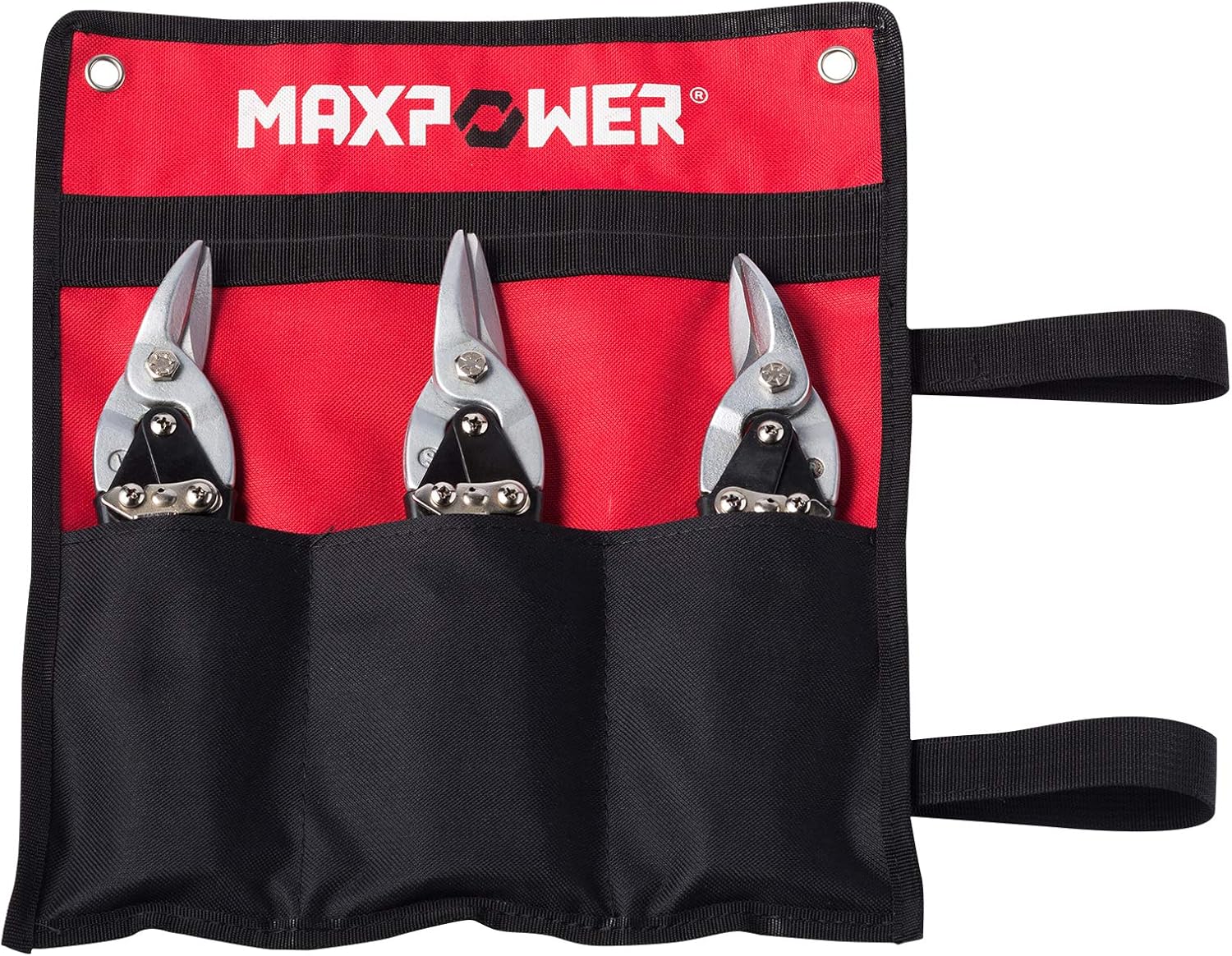 MAXPOWER 3pc 10" Aviation Tin Snips Set for Cutting Metal Sheet with Ergonomic Non-slip Handle Straight Left and Right Cut Snippers