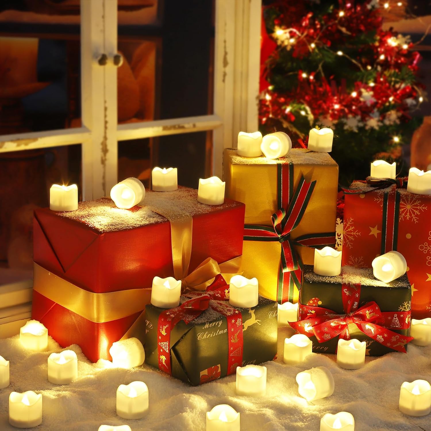Topstone 24-Pack Flameless LED Candles with Remote Control, 10-Key Timer (2H/4H/6H/8H), Flickering & Steady Modes, Dimmable Warm White Battery-Operated Candles,Includes 2 Remotes & Batteries