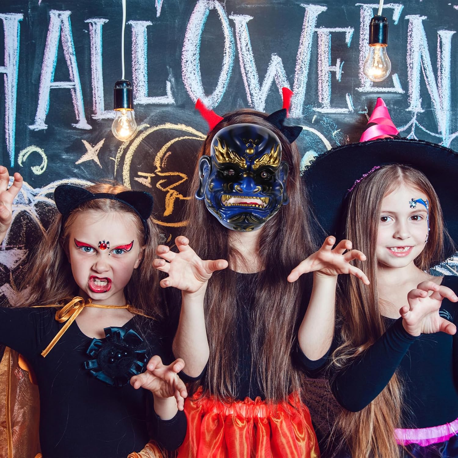 God of Wealth Resin Mask Halloween Scary Cosplay Mask for Men Party Wear with Fine Detail Blue Sturdy Head PropNO.3939