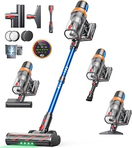 INTETURE Cordless Vacuum Cleaner, 650W 55KPA 70Mins (ECO) Vacuum Cleaners with LED Display, Self-Standing Cordless Vacuum, Anti-Tangle, Rechargeable Stick Vacuum for Home/Pet Hair/Carpet