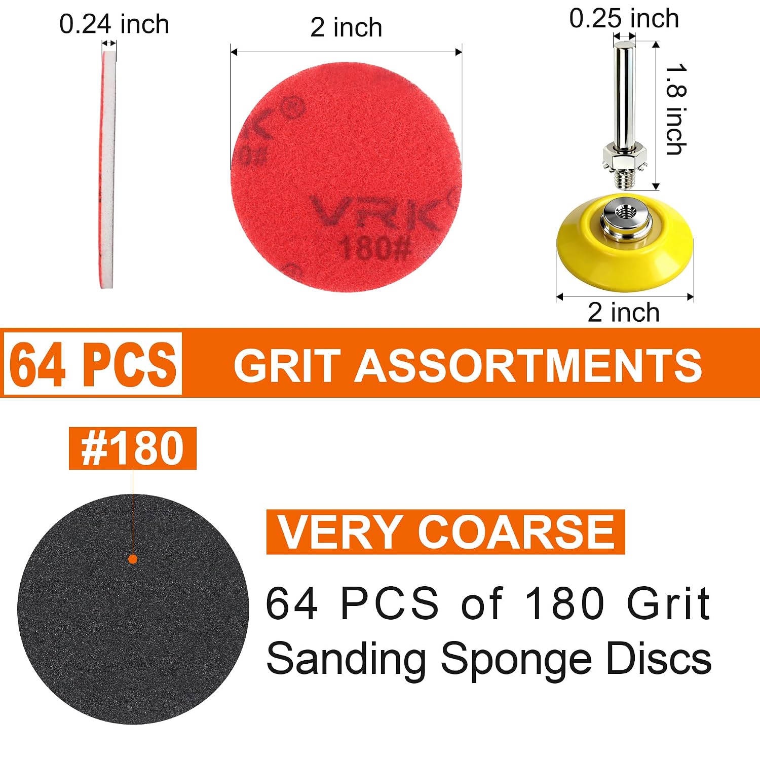 64 PCS 2 Inch Sanding Disc,Hook and Loop Sanding Pads 180 Grit image 2