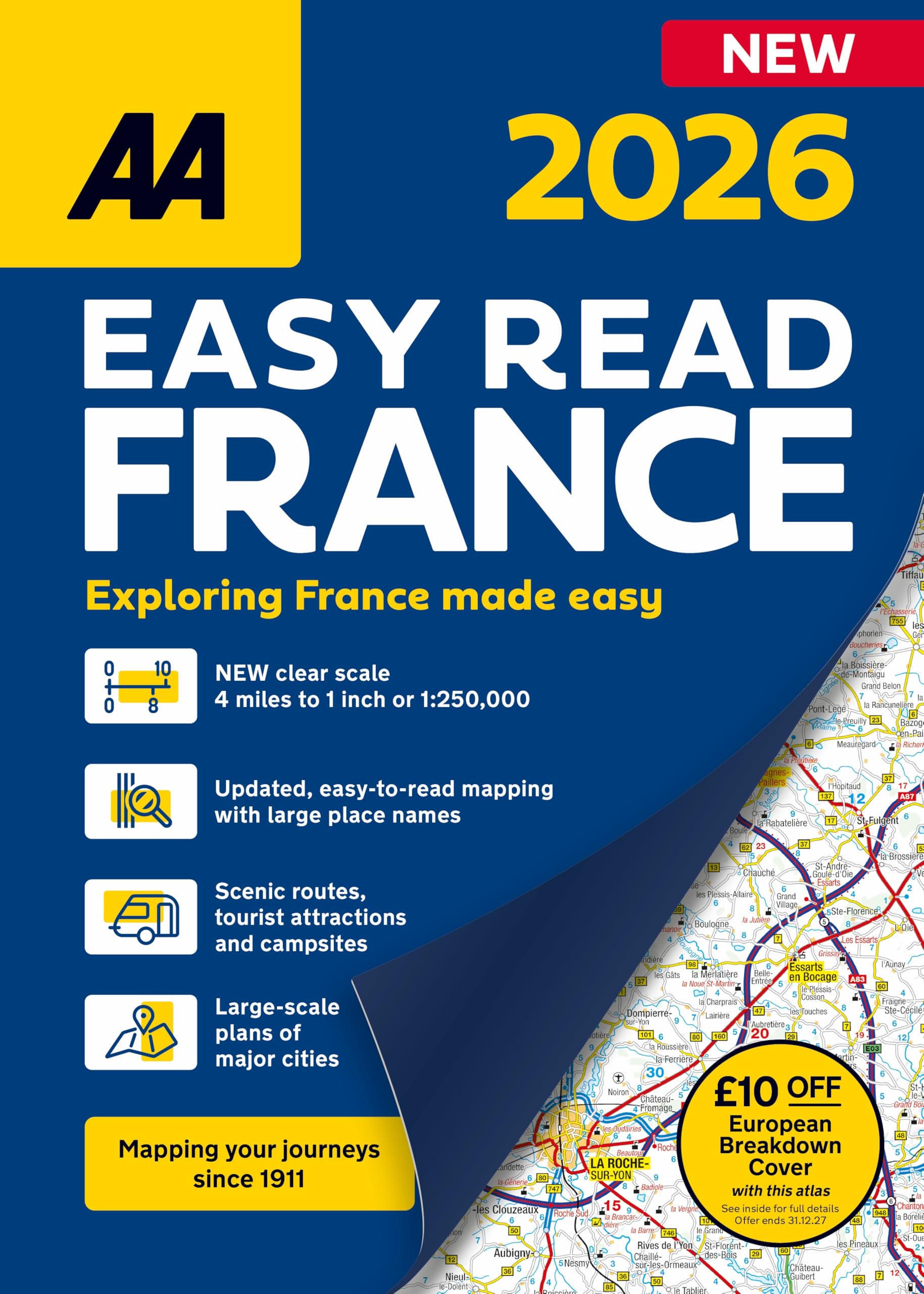 AA Easy Read France 2026 spiral bound (AA Road Atlas) (AA Road Atlas France) (France Road Atlas) (AA Easy Read Atlas France 2026)