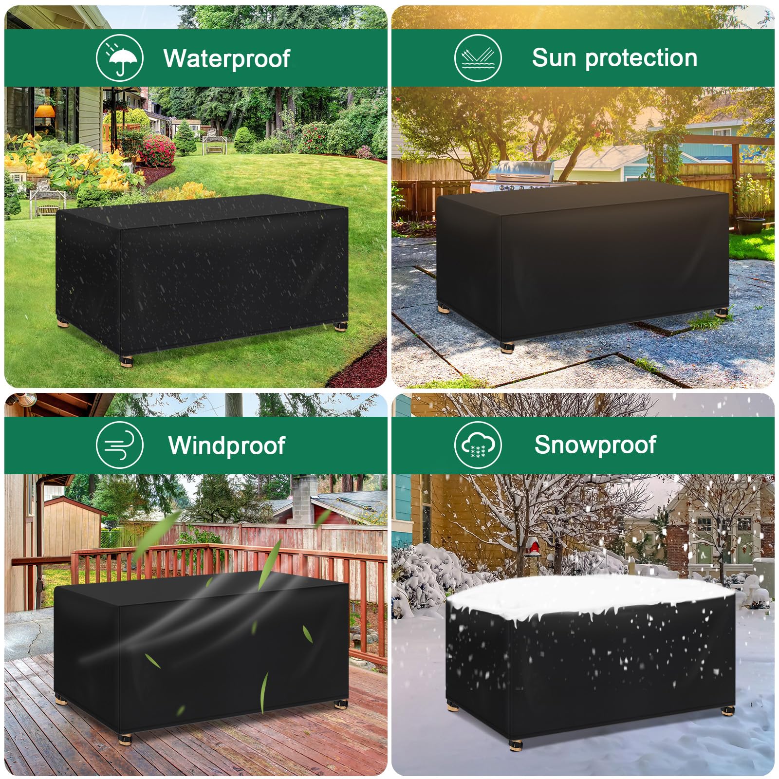 WOLTU Copertura per Mobili da Giardino in Oxford 420D, Telo Copertura da Esterno con Coulisse, Idrorepellente Antivento anti-UV, Copertura per Tavolo e Sedie da Esterno, 250x210x90 cm Nero