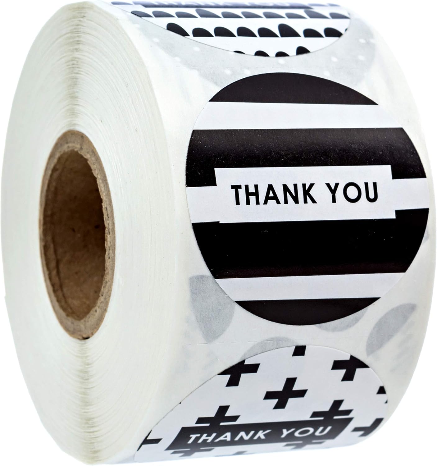 1.5" Black and White Patterned Thank You Stickers / 500 Thank You Stickers / 8 Neutral Thank You Designs/Made in The USA