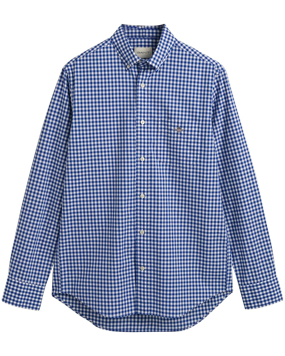 GANT Mens Poplin Gingham Shirt Mid Blue XL
